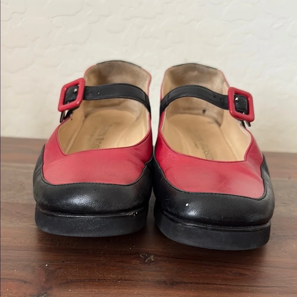 Taryn Rose Red and Black Mary Jane Flats. 6. Made in Italy.
